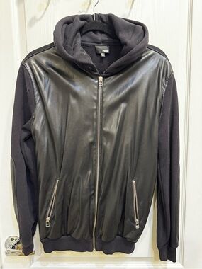 Aritzia Wilfred Free Dree Faux Leather Hoodie Jacket Black Small